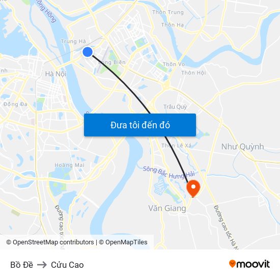 Bồ Đề to Cửu Cao map