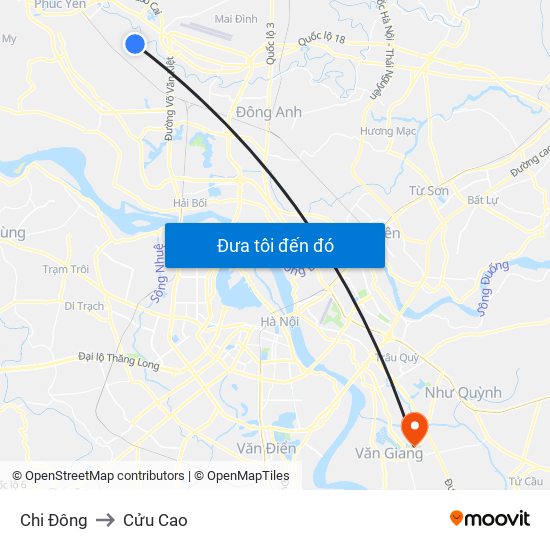 Chi Đông to Cửu Cao map