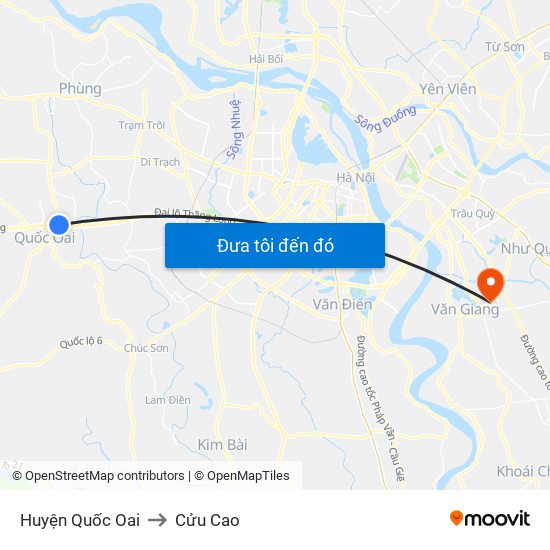 Huyện Quốc Oai to Cửu Cao map