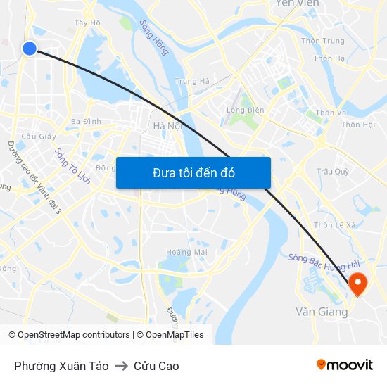Phường Xuân Tảo to Cửu Cao map