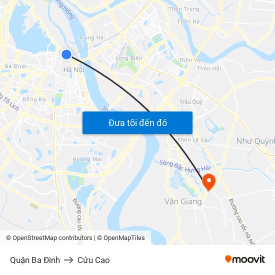 Quận Ba Đình to Cửu Cao map