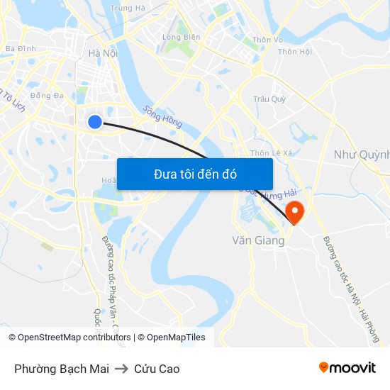 Phường Bạch Mai to Cửu Cao map