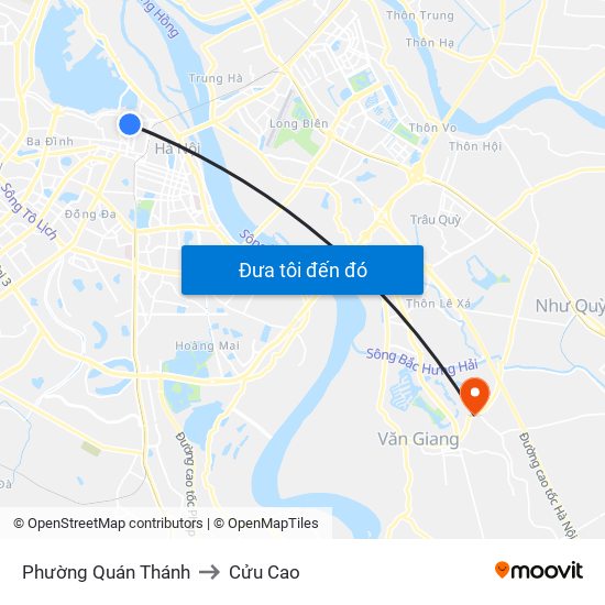 Phường Quán Thánh to Cửu Cao map