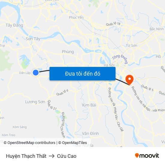 Huyện Thạch Thất to Cửu Cao map