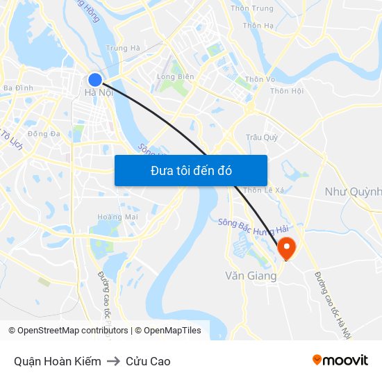 Quận Hoàn Kiếm to Cửu Cao map