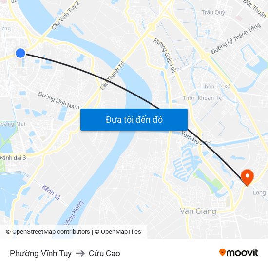 Phường Vĩnh Tuy to Cửu Cao map