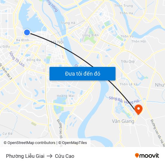 Phường Liễu Giai to Cửu Cao map