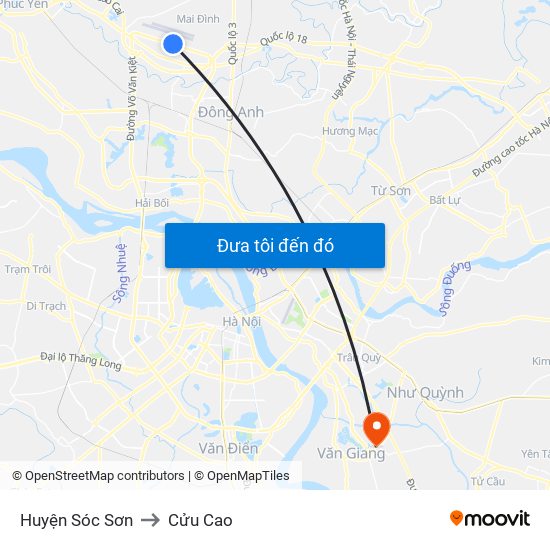 Huyện Sóc Sơn to Cửu Cao map