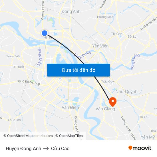 Huyện Đông Anh to Cửu Cao map