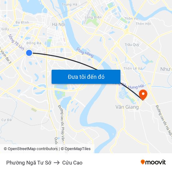 Phường Ngã Tư Sở to Cửu Cao map