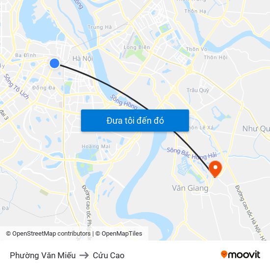 Phường Văn Miếu to Cửu Cao map