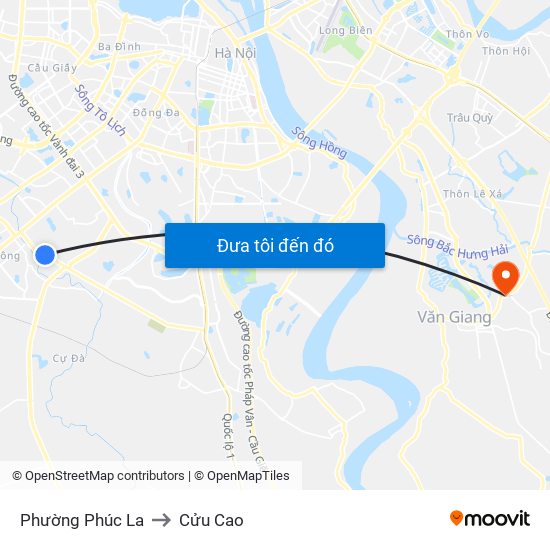 Phường Phúc La to Cửu Cao map