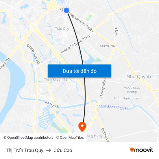 Thị Trấn Trâu Quỳ to Cửu Cao map