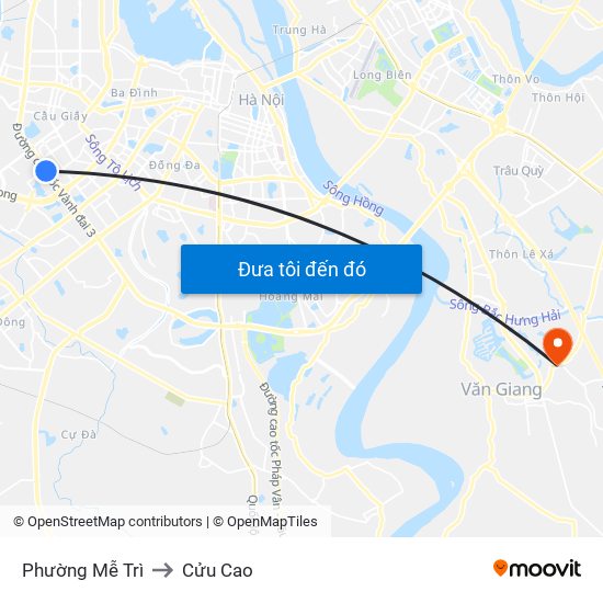 Phường Mễ Trì to Cửu Cao map