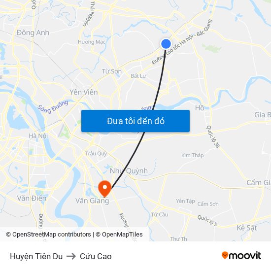 Huyện Tiên Du to Cửu Cao map