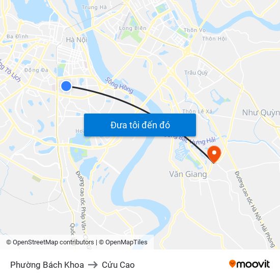 Phường Bách Khoa to Cửu Cao map