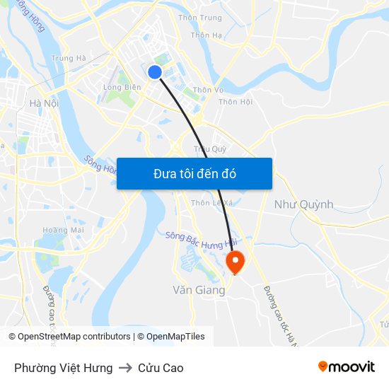 Phường Việt Hưng to Cửu Cao map