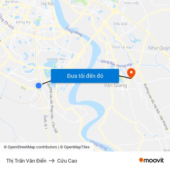 Thị Trấn Văn Điển to Cửu Cao map