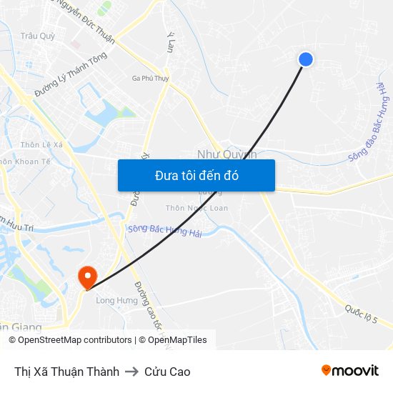 Thị Xã Thuận Thành to Cửu Cao map