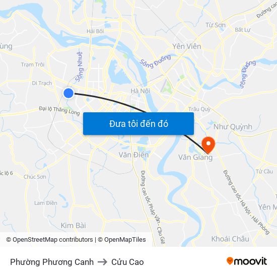 Phường Phương Canh to Cửu Cao map