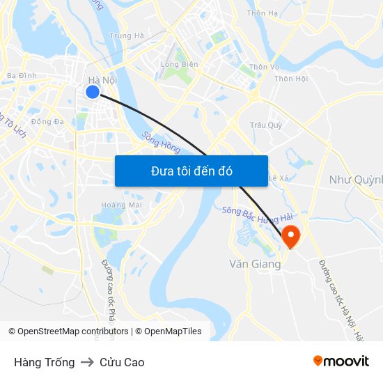 Hàng Trống to Cửu Cao map