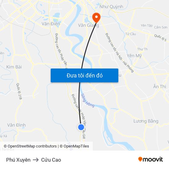 Phú Xuyên to Cửu Cao map