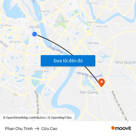 Phan Chu Trinh to Cửu Cao map