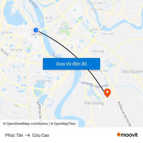 Phúc Tân to Cửu Cao map