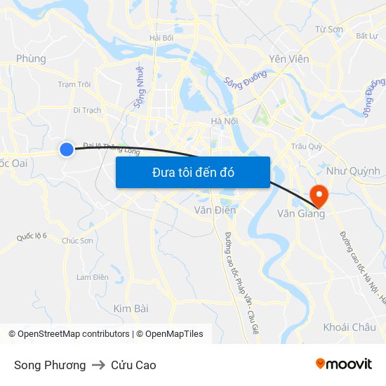 Song Phương to Cửu Cao map