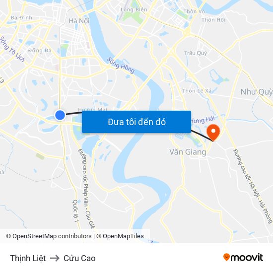 Thịnh Liệt to Cửu Cao map