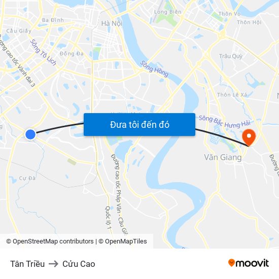 Tân Triều to Cửu Cao map