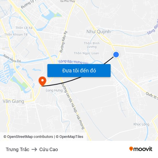 Trưng Trắc to Cửu Cao map