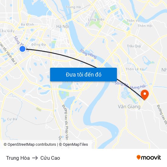 Trung Hòa to Cửu Cao map