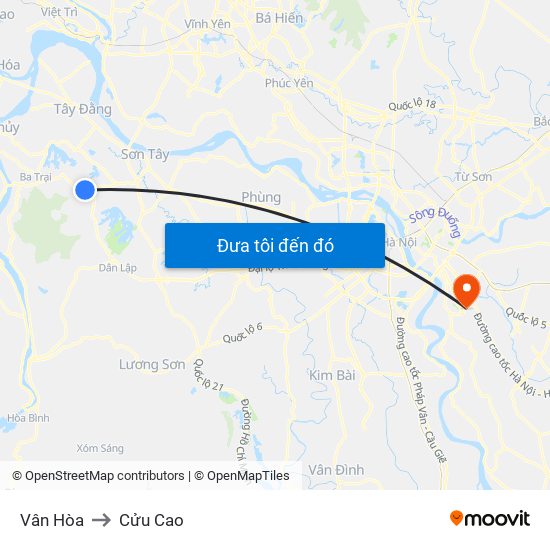 Vân Hòa to Cửu Cao map
