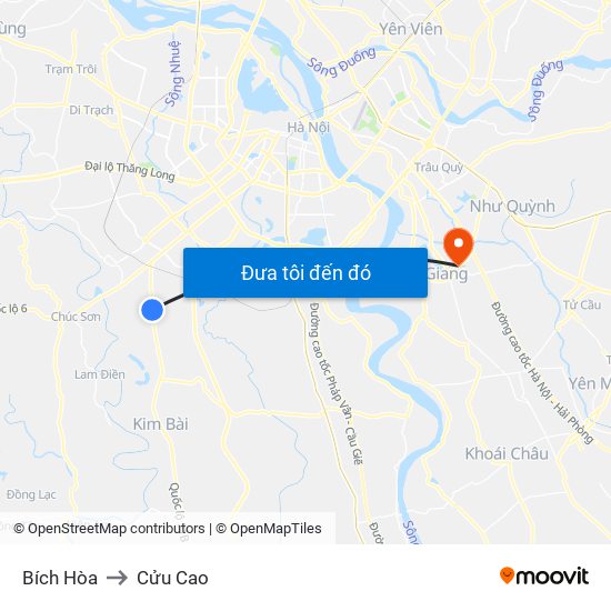 Bích Hòa to Cửu Cao map