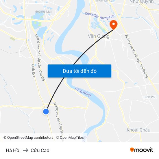 Hà Hồi to Cửu Cao map