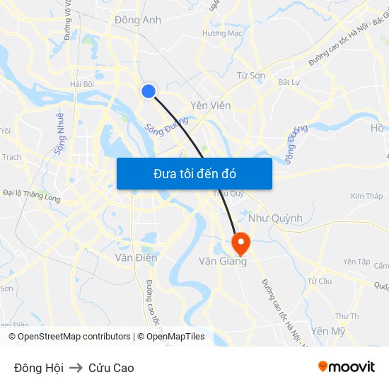 Đông Hội to Cửu Cao map