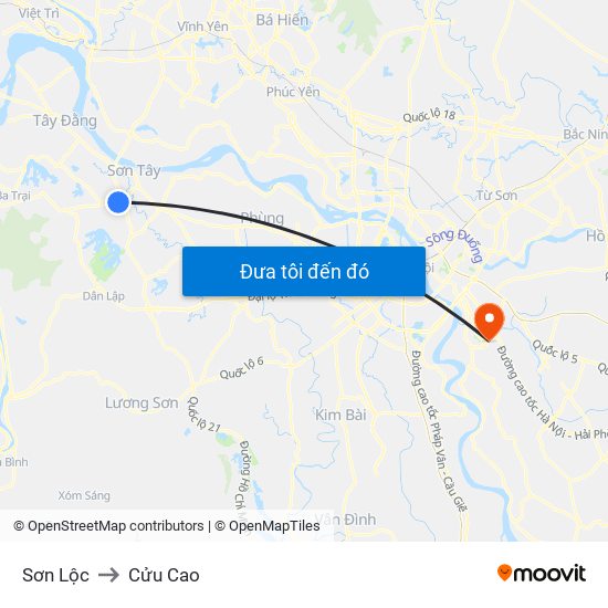 Sơn Lộc to Cửu Cao map