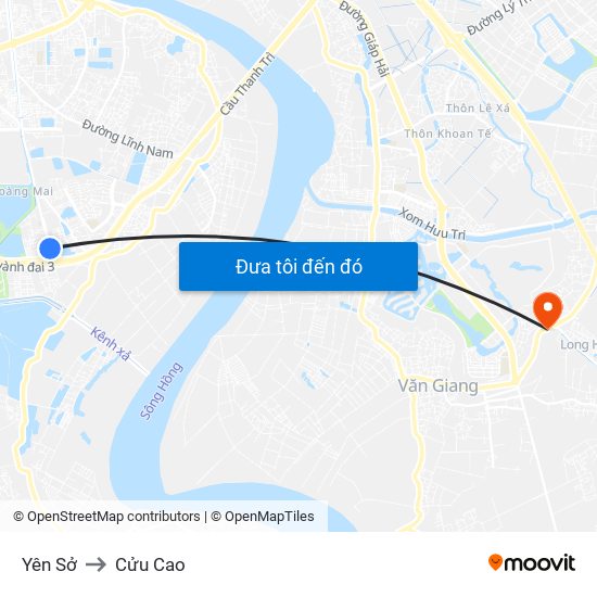 Yên Sở to Cửu Cao map