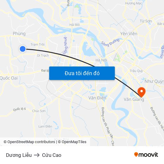 Dương Liễu to Cửu Cao map