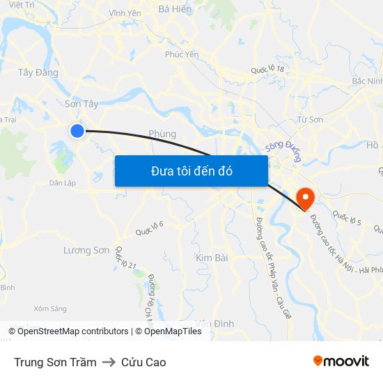 Trung Sơn Trầm to Cửu Cao map
