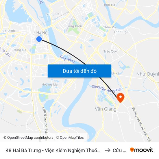 48 Hai Bà Trưng - Viện Kiểm Nghiệm Thuốc Trung Ương to Cửu Cao map