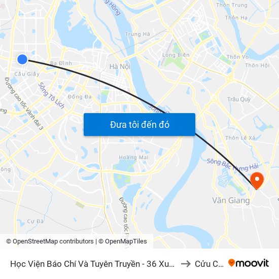 Học Viện Báo Chí Và Tuyên Truyền - 36 Xuân Thủy to Cửu Cao map