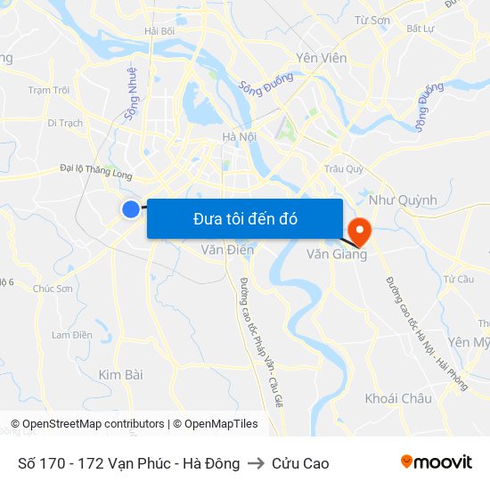 Số 170 - 172 Vạn Phúc - Hà Đông to Cửu Cao map