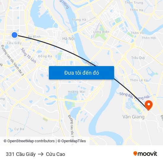 331 Cầu Giấy to Cửu Cao map