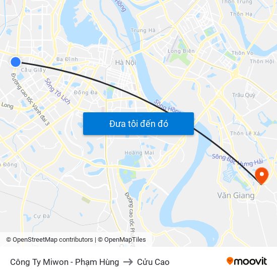 Công Ty Miwon - Phạm Hùng to Cửu Cao map
