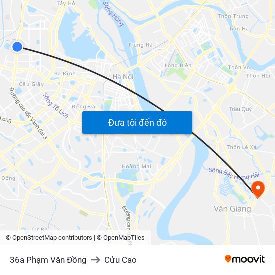 36a Phạm Văn Đồng to Cửu Cao map