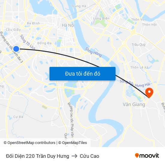 Đối Diện 220 Trần Duy Hưng to Cửu Cao map