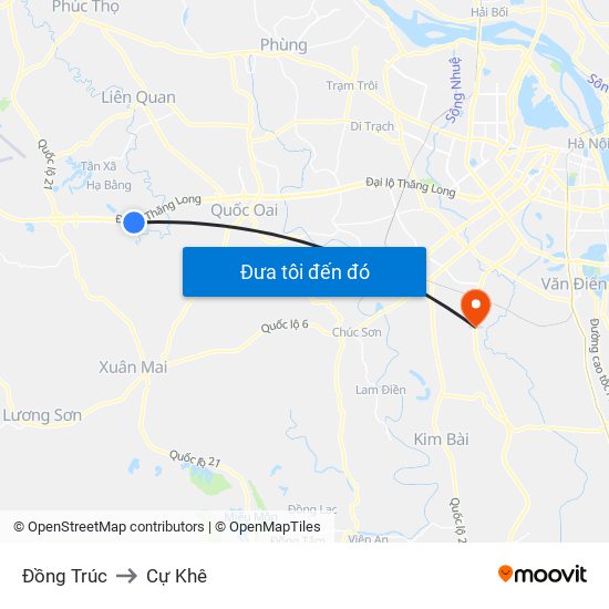 Đồng Trúc to Cự Khê map