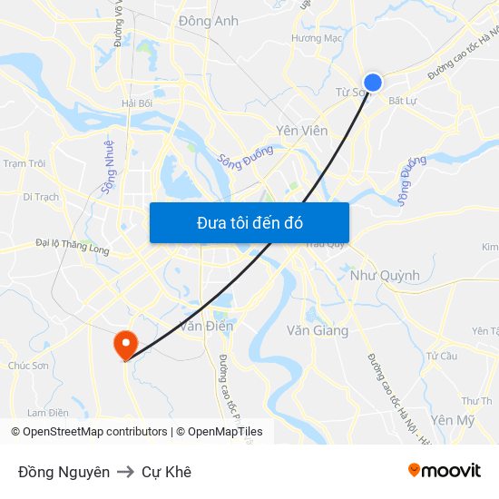 Đồng Nguyên to Cự Khê map